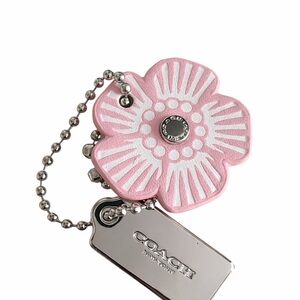 Coach Pink and White Floral Keychain